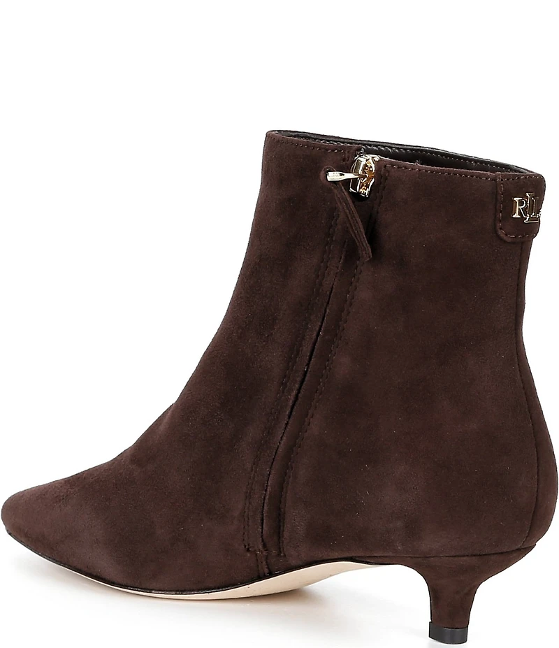 Lauren Ralph Lauren Francesca Suede Point Toe Kitten Heel Booties