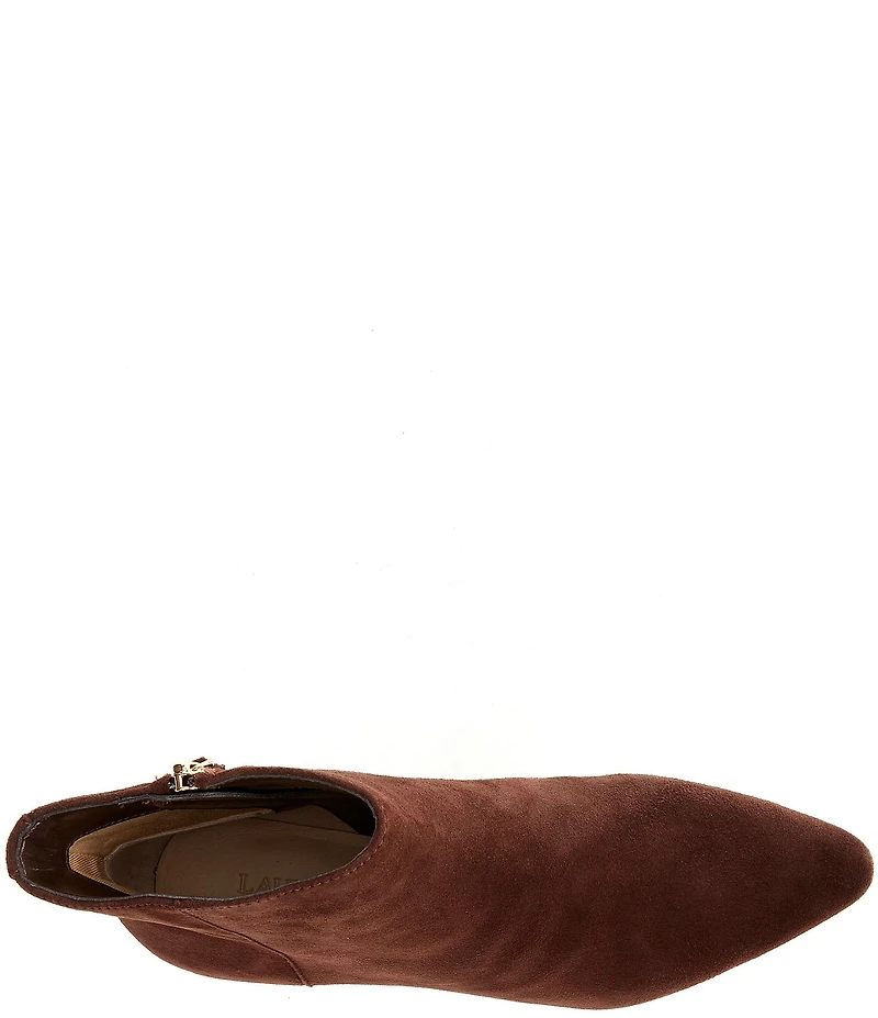 Lauren Ralph Lauren Francesca Suede Point Toe Kitten Heel Booties