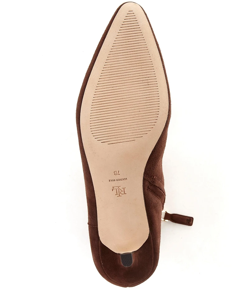 Lauren Ralph Lauren Francesca Suede Point Toe Kitten Heel Booties