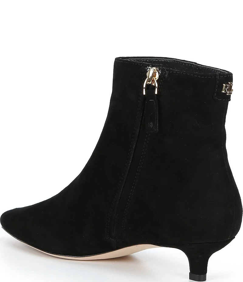 Lauren Ralph Lauren Francesca Suede Point Toe Kitten Heel Booties