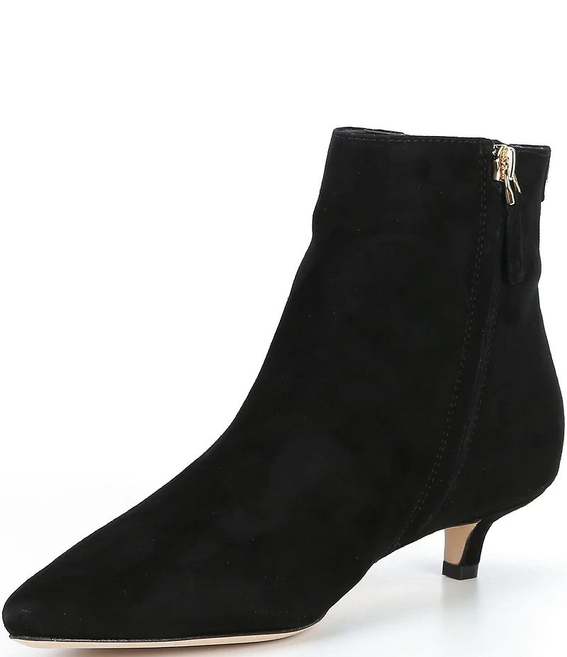 Lauren Ralph Lauren Francesca Suede Point Toe Kitten Heel Booties