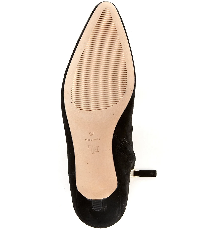 Lauren Ralph Lauren Francesca Suede Point Toe Kitten Heel Booties