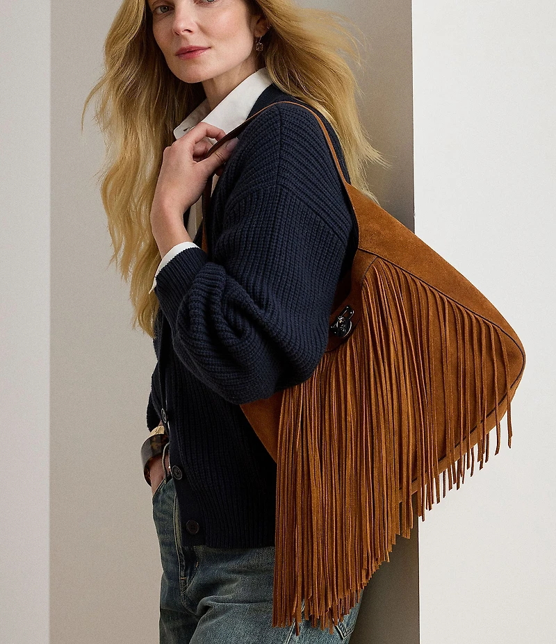 Lauren Ralph Lauren Tanner Large Fringe Shoulder Bag