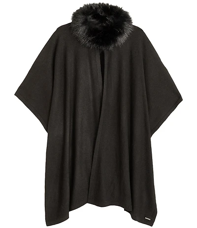 Lauren Ralph Lauren Fur Collar Knit Ruana