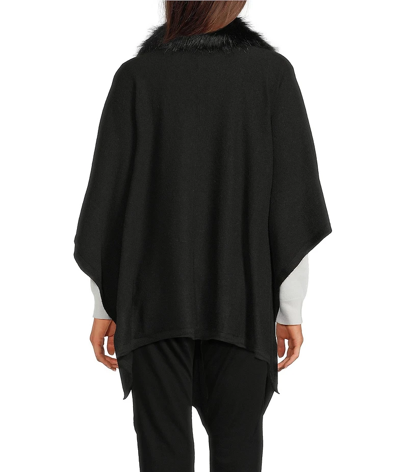 Lauren Ralph Lauren Fur Collar Knit Ruana