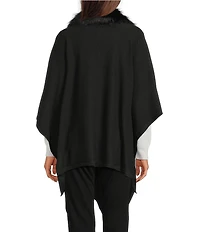 Lauren Ralph Lauren Fur Collar Knit Ruana