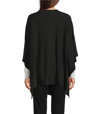 Lauren Ralph Lauren Fur Collar Knit Ruana