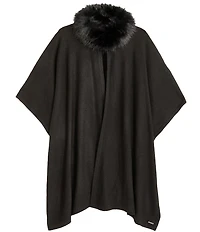 Lauren Ralph Lauren Fur Collar Knit Ruana