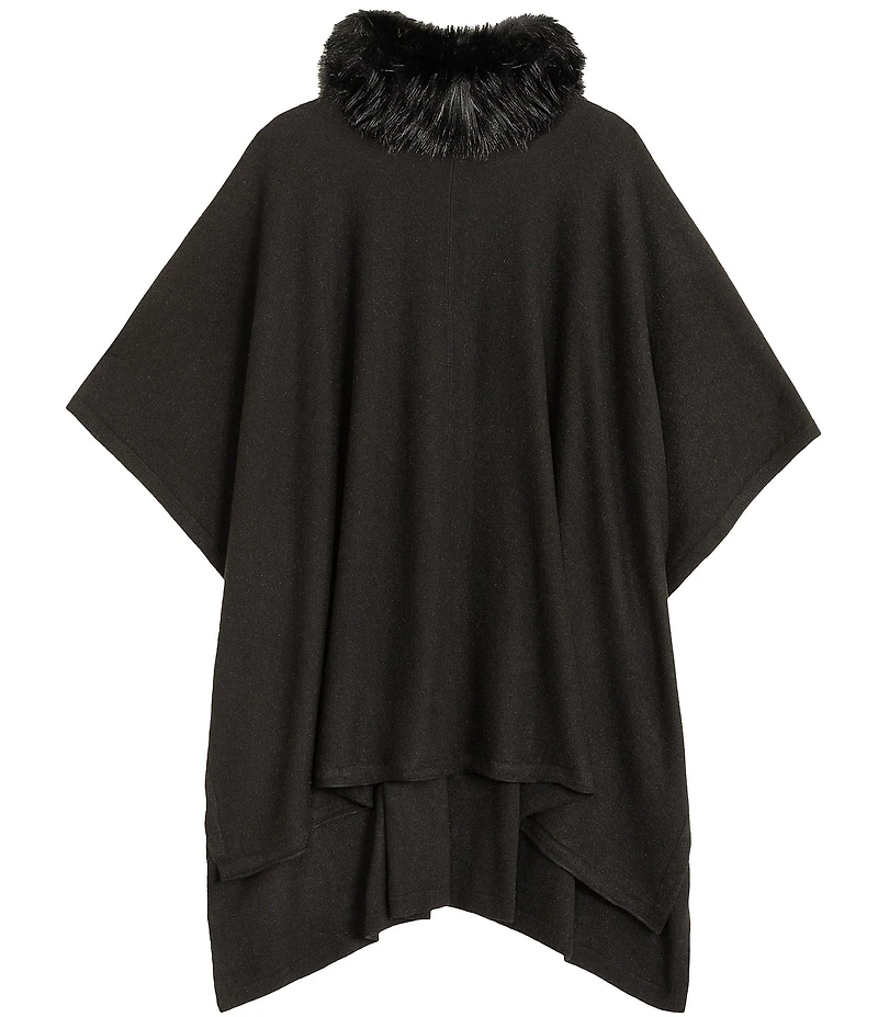 Lauren Ralph Lauren Fur Collar Knit Ruana