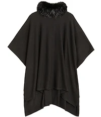 Lauren Ralph Lauren Fur Collar Knit Ruana