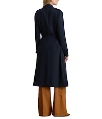 Lauren Ralph Lauren Georgette Double-Faced Notch Lapel Long Sleeve Wrap Coat