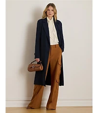 Lauren Ralph Lauren Georgette Double-Faced Notch Lapel Long Sleeve Wrap Coat