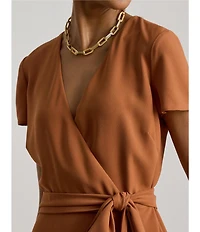 Lauren Ralph Lauren Georgette Mid Length Wrap Front A-Line Dress