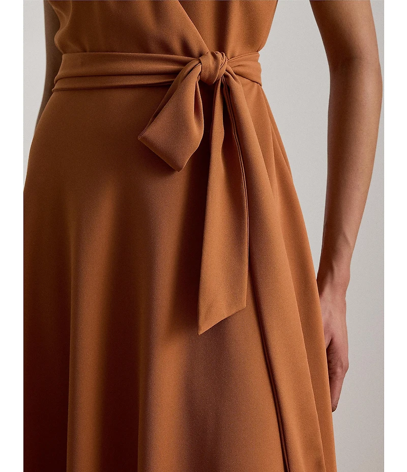 Lauren Ralph Lauren Georgette Mid Length Wrap Front A-Line Dress