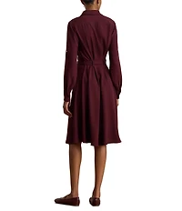 Lauren Ralph Lauren Georgette Point Collar Long Sleeve Belted Shirtdress