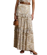 Lauren Ralph Lauren Georgette Print Tiered Maxi Skirt