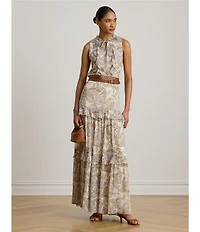 Lauren Ralph Lauren Georgette Print Tiered Maxi Skirt