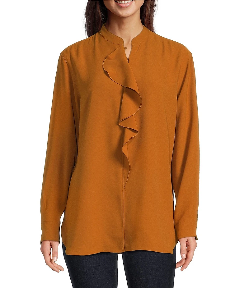 Lauren Ralph Lauren Georgette Ruffle Trimmed Relaxed Tunic