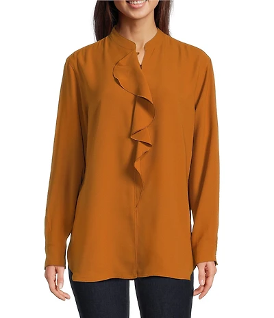 Lauren Ralph Lauren Georgette Ruffle Trimmed Relaxed Tunic