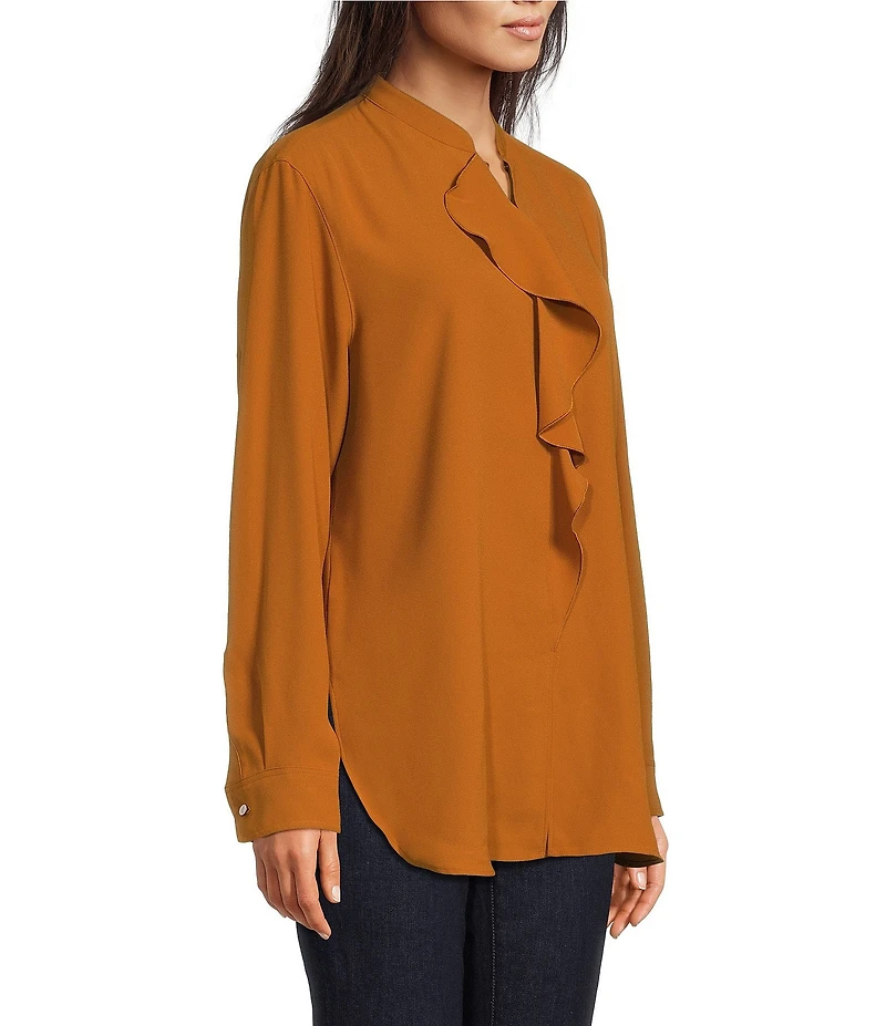 Lauren Ralph Lauren Georgette Ruffle Trimmed Relaxed Tunic