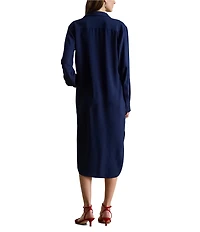Lauren Ralph Lauren Georgette Spread Collar Long Sleeve Midi Shirtdress