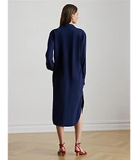 Lauren Ralph Lauren Georgette Spread Collar Long Sleeve Midi Shirtdress