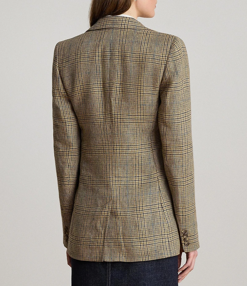 Lauren Ralph Lauren Glen Plaid Twill Notch Lapel Long Sleeve Blazer