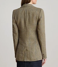 Lauren Ralph Lauren Glen Plaid Twill Notch Lapel Long Sleeve Blazer