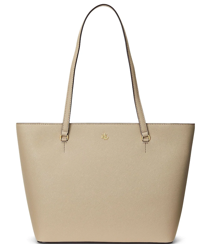 Lauren Ralph Lauren Karly Medium Crosshatch Leather Tote Bag