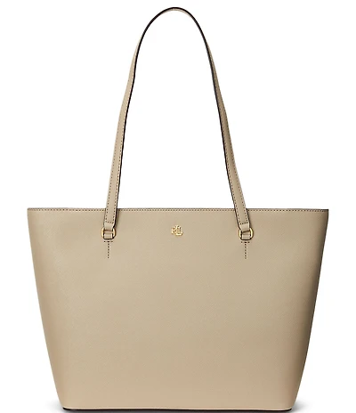 Lauren Ralph Lauren Karly Medium Crosshatch Leather Tote Bag