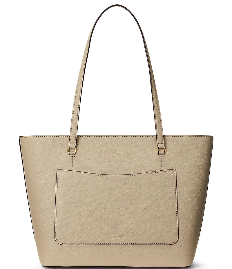 Lauren Ralph Lauren Karly Medium Crosshatch Leather Tote Bag