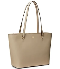 Lauren Ralph Lauren Karly Medium Crosshatch Leather Tote Bag