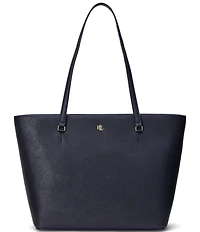 Lauren Ralph Lauren Karly Medium Crosshatch Leather Tote Bag