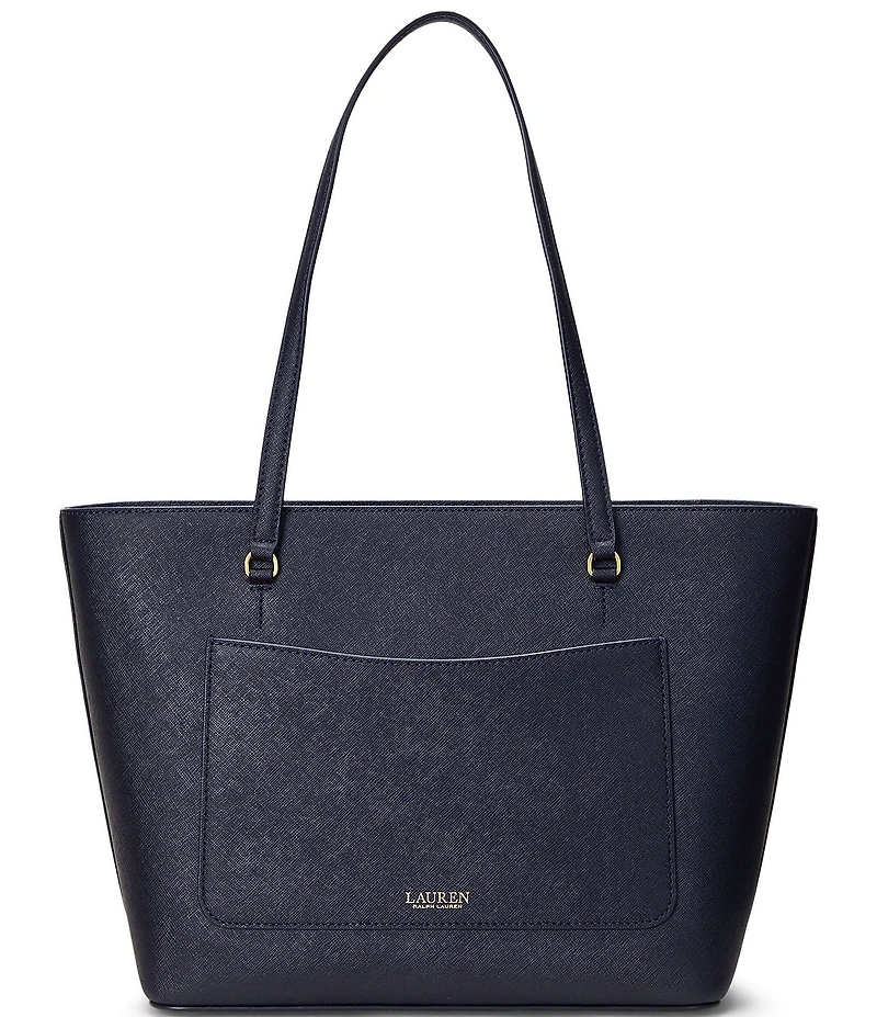 Lauren Ralph Lauren Karly Medium Crosshatch Leather Tote Bag