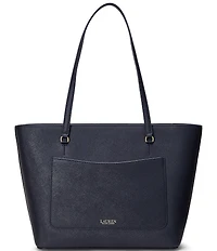 Lauren Ralph Lauren Karly Medium Crosshatch Leather Tote Bag