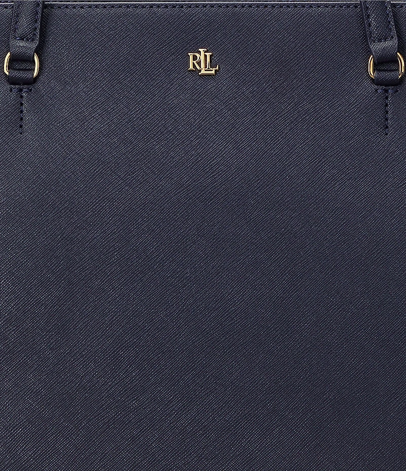 Lauren Ralph Lauren Karly Medium Crosshatch Leather Tote Bag