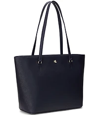 Lauren Ralph Lauren Karly Medium Crosshatch Leather Tote Bag