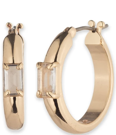 Lauren Ralph Lauren Gold Tone Baguette Hoop Earrings