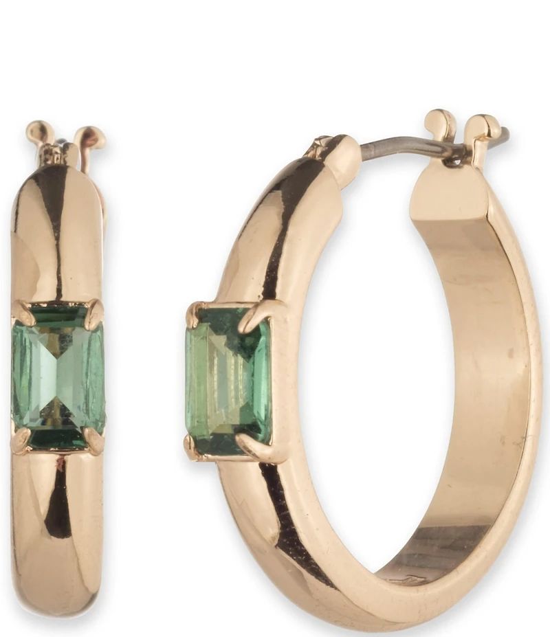 Lauren Ralph Lauren Gold Tone Baguette Hoop Earrings