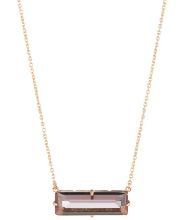 Lauren Ralph Lauren Gold Tone Baguette Short Pendant Necklace