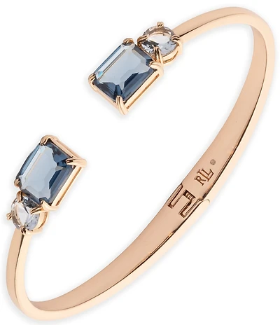 Lauren Ralph Lauren Gold Tone Blue Open Stone Cuff Bracelet