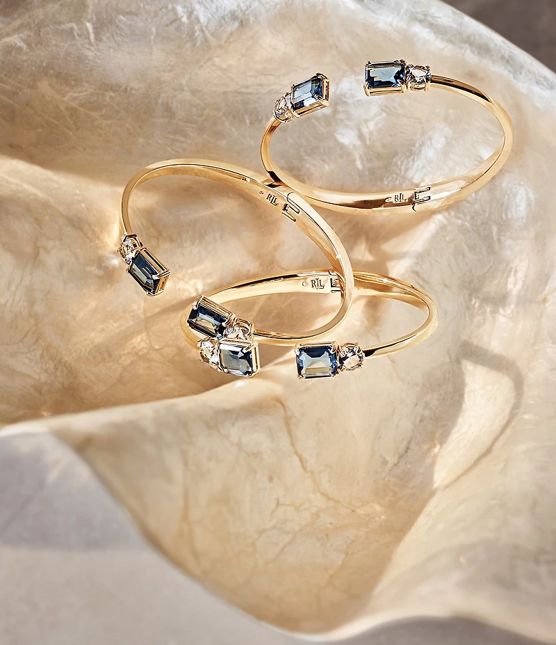 Lauren Ralph Lauren Gold Tone Blue Open Stone Cuff Bracelet