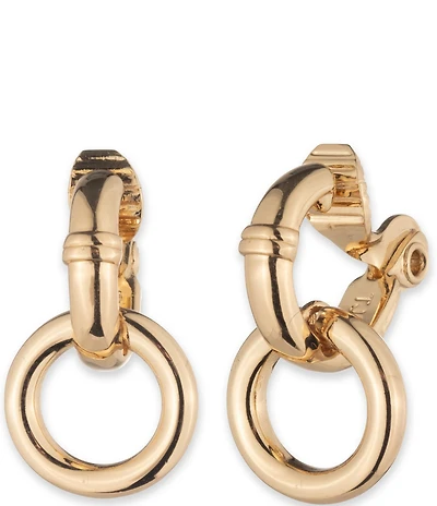 Lauren Ralph Lauren Gold Tone Circle Drop Clip Orbital Earrings