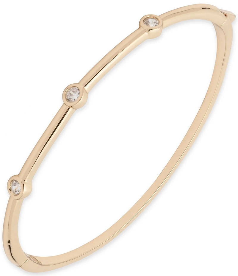 Lauren Ralph Lauren Gold Tone Crystal Hinge Bangle Bracelet