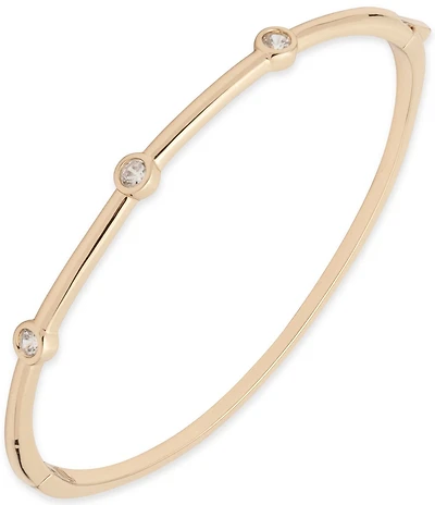 Lauren Ralph Lauren Gold Tone Crystal Hinge Bangle Bracelet