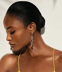 Lauren Ralph Lauren Gold Tone Light Sapphire Stone Linear Earrings