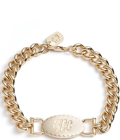 Lauren Ralph Lauren Gold Tone Logo Link Flex Line Bracelet