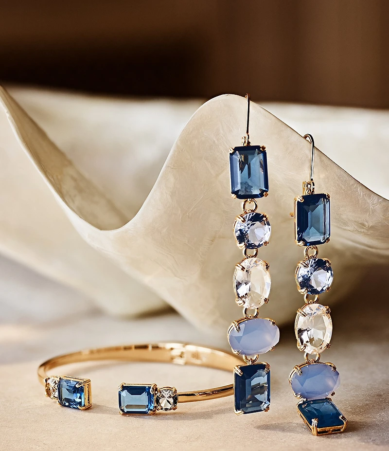 Lauren Ralph Lauren Gold Tone Multi Stone Linear Earrings