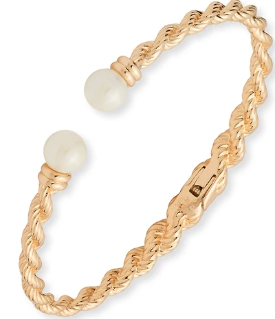Lauren Ralph Lauren Gold Tone Pearl Rope Cuff Bracelet