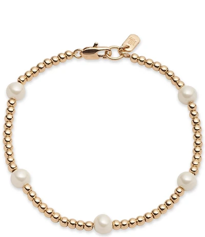 Lauren Ralph Lauren Gold Tone Station Pearl Flex Line Bracelet